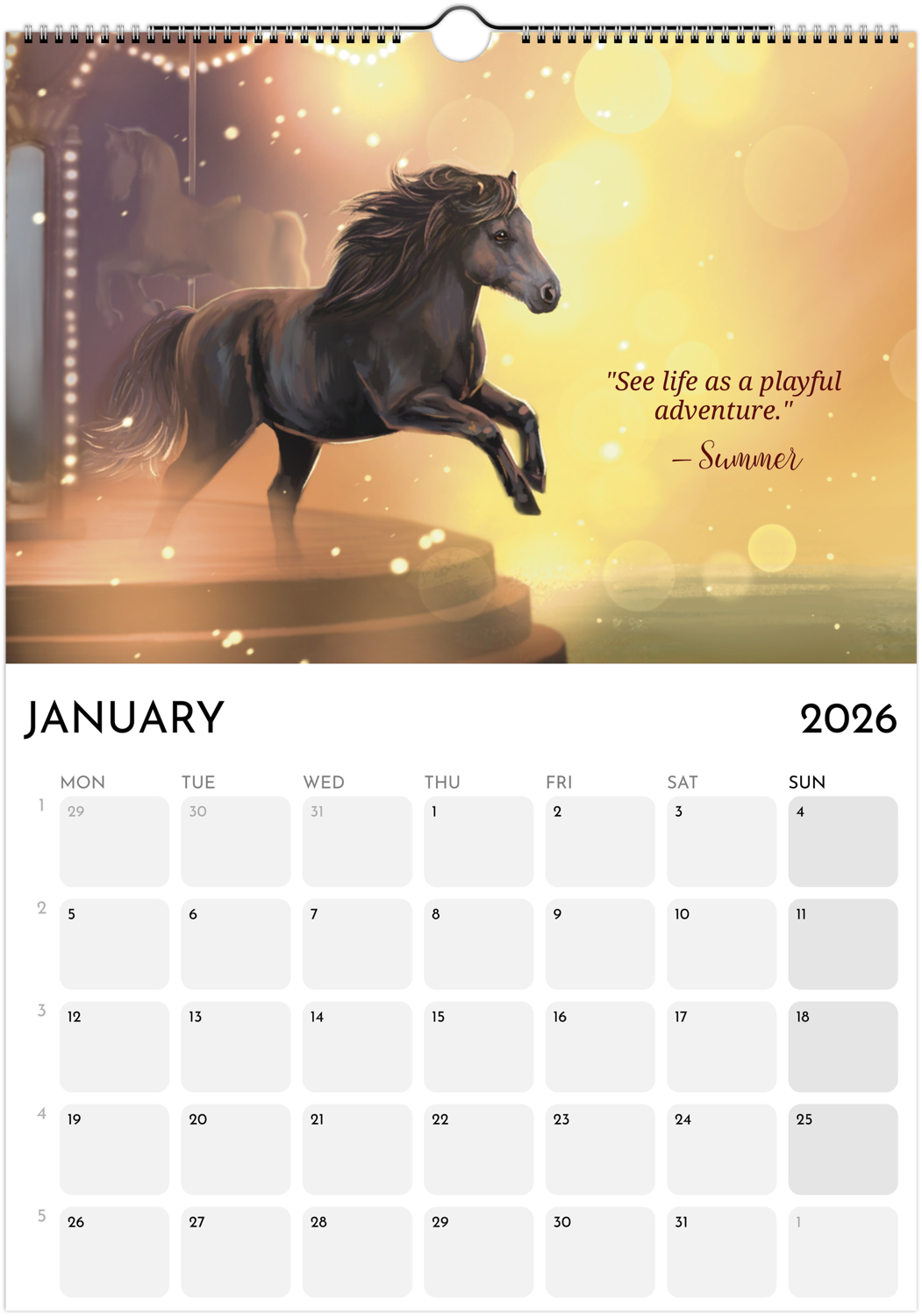Calender A4, Messages from the horses